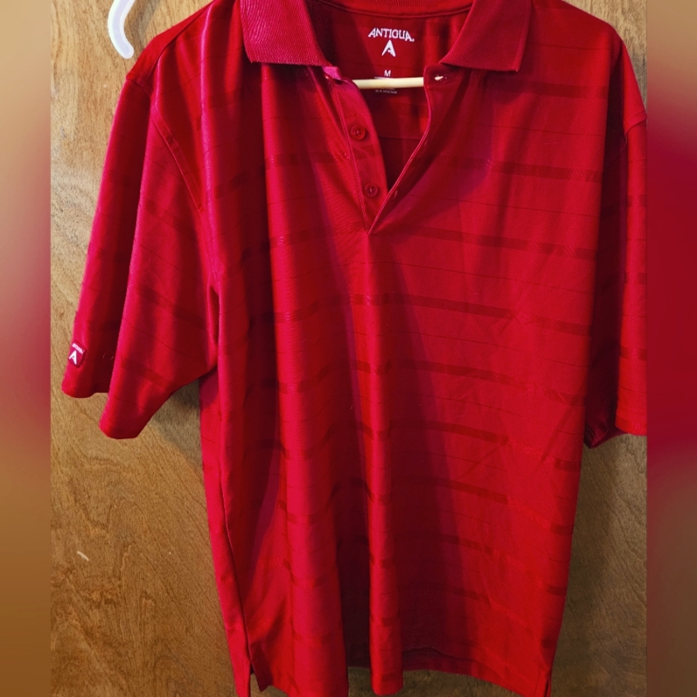 Red Striped Antigua Polo